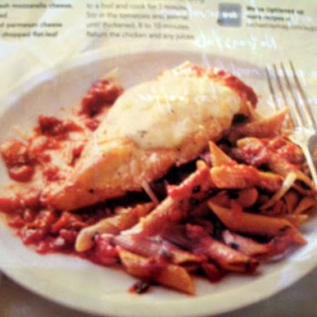 Chicken Parmigiana and pasta