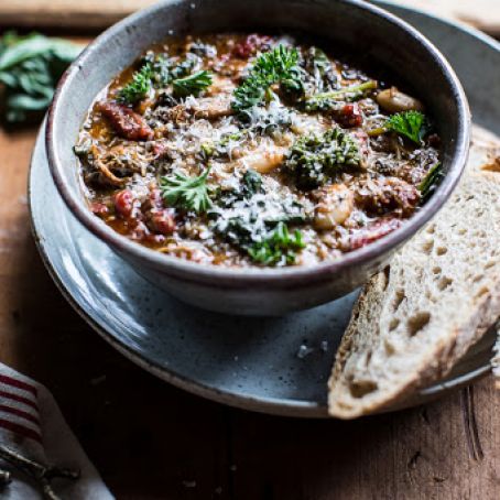 Crockpot Italian Chicken and Broccoli Rabe Chili