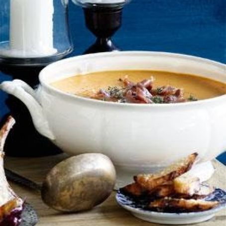 Roast Pumpkin Soup with Pancetta and Parmesan