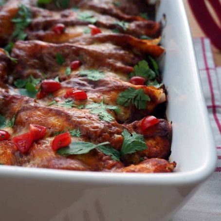 Lightened-Up Red Sauce Enchiladas