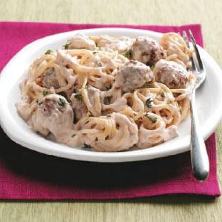 Stroganoff-Style Spaghetti 'n' Meatballs