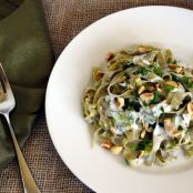 Whole Wheat Parsley Fettuccine with Goat Cheese Sauce