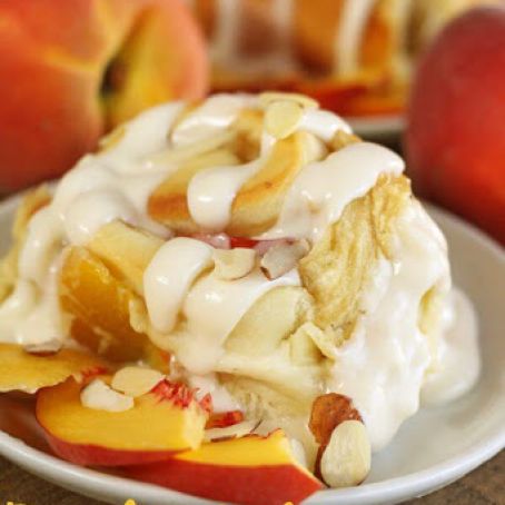 Peaches and Cream Cinnamon Rolls