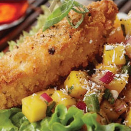 Herb-Crusted Chicken Brochettes w/ Fiery Sweet Mango-Orange Salsa