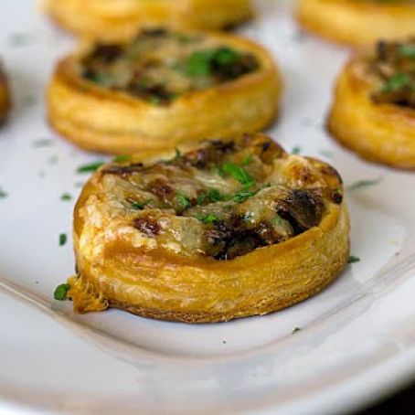 Caramelized Onion, Mushroom and Gruyere Cheese Tartlets