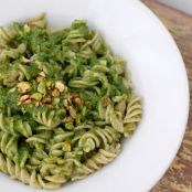 Toasted Pistachio Arugula Pesto with Brown Rice Fusili Pasta