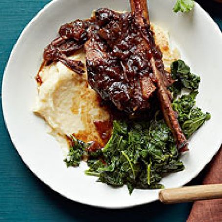 Cola-Braised Short Ribs with Polenta and Kale