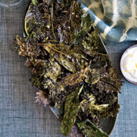 Crispy Kale with Lemon-Yogurt Dip