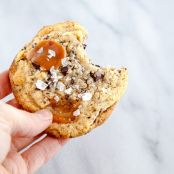 Big Salty Chocolate Chip Cookies with Caramel