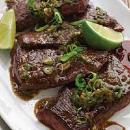 Pan-Seared Skirt Steak with Anchovies and Lime
