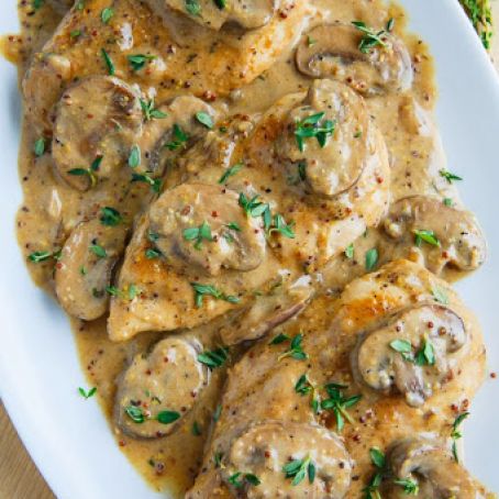 Closet Cooking: Chicken and Mushroom Skillet in a Creamy Asiago and Mustard Sauce