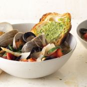Summer Tomato Bouillabaisse with Basil Rouille