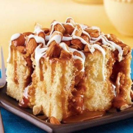 Caramel Almond Poke Cake