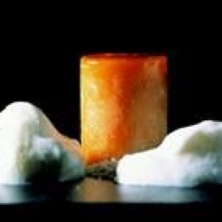 Frozen Apricot Timbal and Amaretto Toffee with Almond Foam