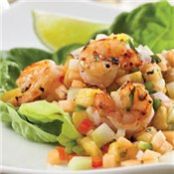Grilled Shrimp with Melon & Pineapple Salsa
