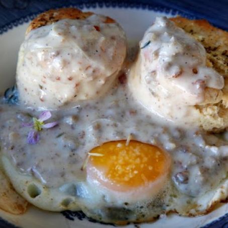 Lard Biscuits with Sausage Gravy
