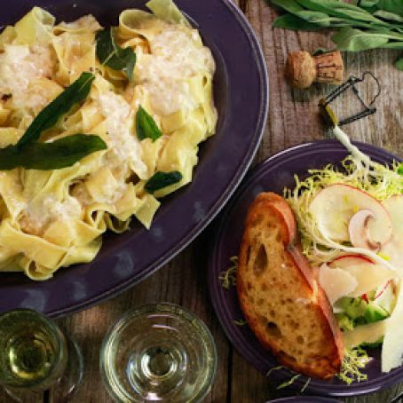 Fettuccine with Champagne Sage Cream Sauce