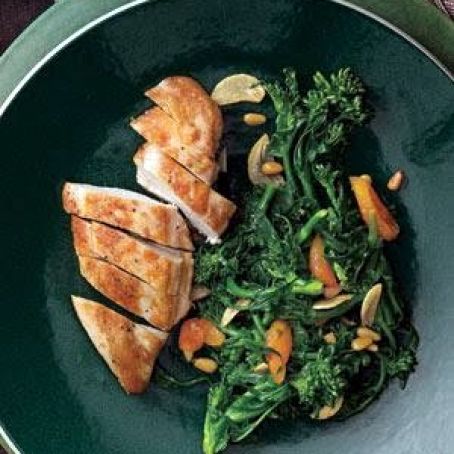 Chicken with Broccoli Rabe, Apricots & Pine Nuts