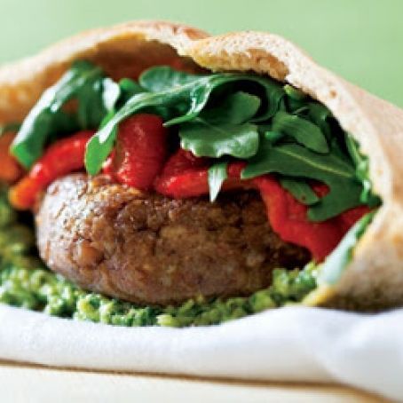 Lentil Quinoa Burgers with Hemp Pesto