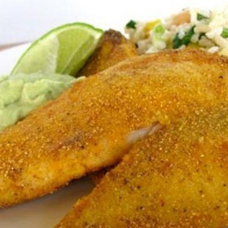 Cornmeal Crusted Tilapia with Avocado Cream