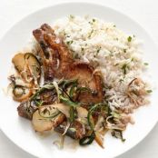 Pork Chops with Charred Onion and Poblano