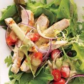 Leafy Grilled Chicken Salad with Creamy Balsamic Dressing