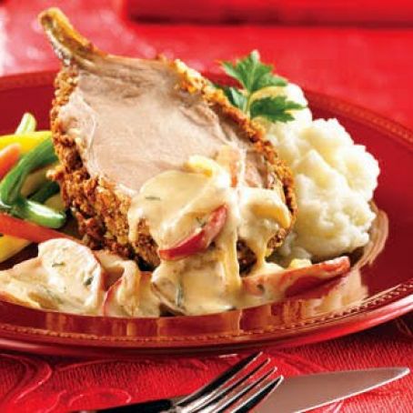 Almond-Crusted Rack of Pork with Apple Rosemary Sauté