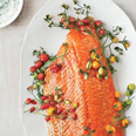 Slow-Roasted Salmon with Cherry Tomatoes and Couscous