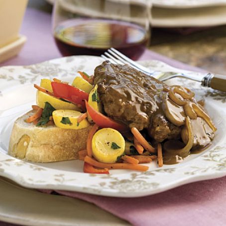 Hamburger Steak With Sweet Onion-Mushroom Gravy