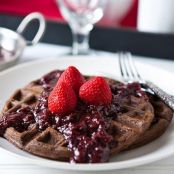 Chocolate Waffles with Slow Cooker Boozy Berries