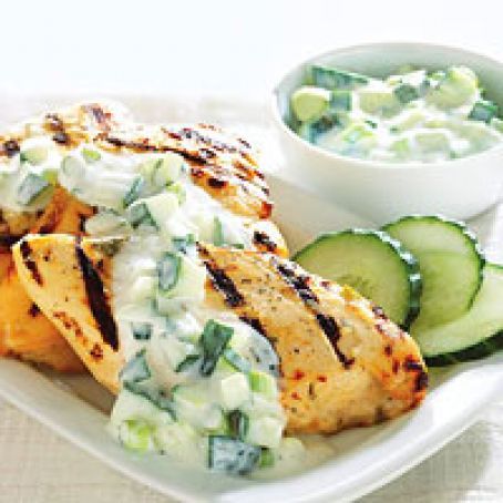 Grilled Chicken with Cucumber Yogurt Sauce