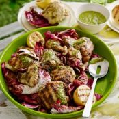 Grilled Chicken with Garlic-Herb Dressing and Grilled Lemon