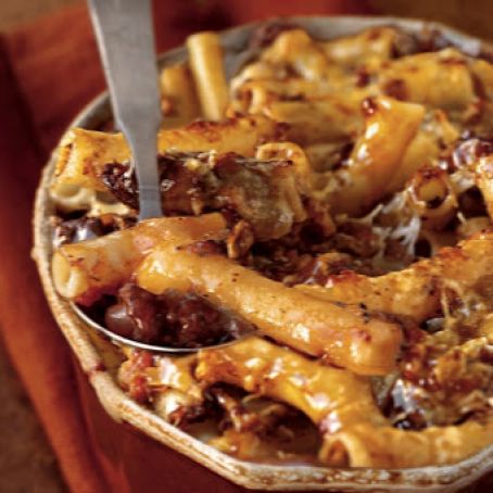 Baked Ziti with Spicy Pork and Sausage Ragù