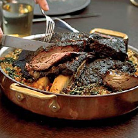 Slow-Braised Short Ribs with Spinach