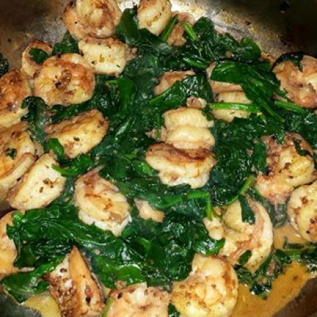 Shrimp and Sauteed Spinach