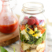 Chicken - Mason Jar Spring Cobb Salad with Raspberry Basil Vinaigrette