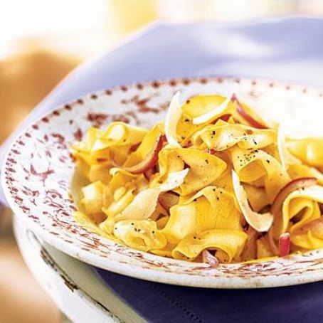 Yellow Squash Ribbons with Red Onion and Parmesan