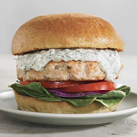 Salmon Burgers with Dill Tartar Sauce