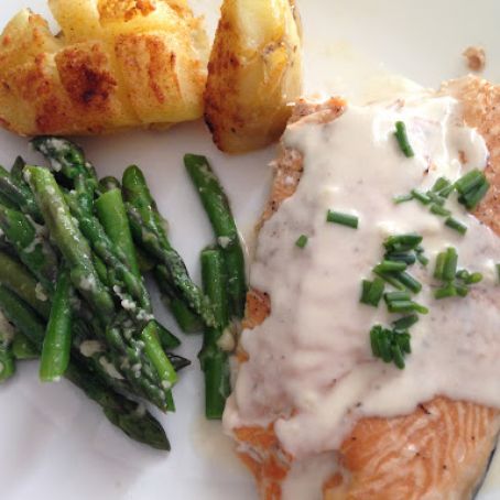 Baked Salmon with Browned Butter Sauce