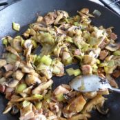 Leeks with Bacon and Mushrooms