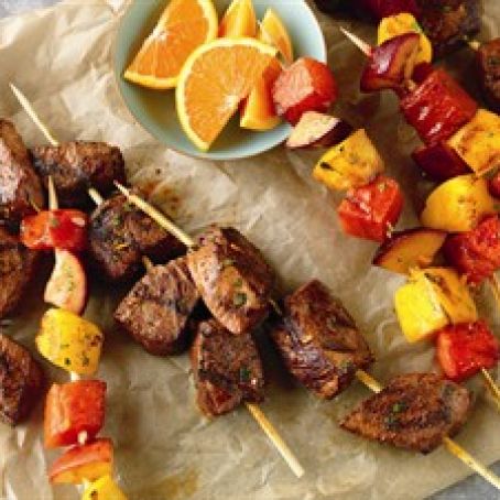 Citrus Marinated Beef & Fruit Kabobs