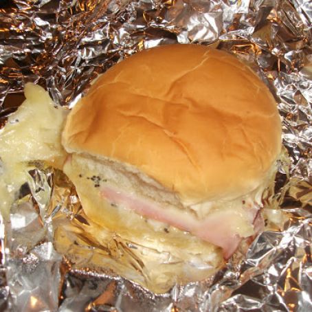 Hot ham and swiss sandwich