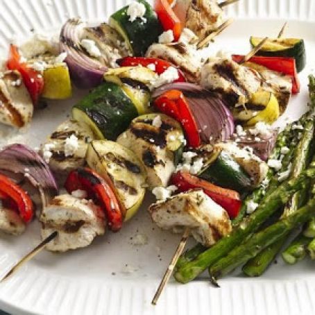 Grilled Mediterranean Chicken Vegetable Kabobs