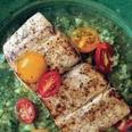 Seared Mahi Mahi with Green Gazpacho Sauce