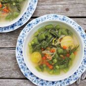 Spring Pea Soup with Asparagus and Potatoes