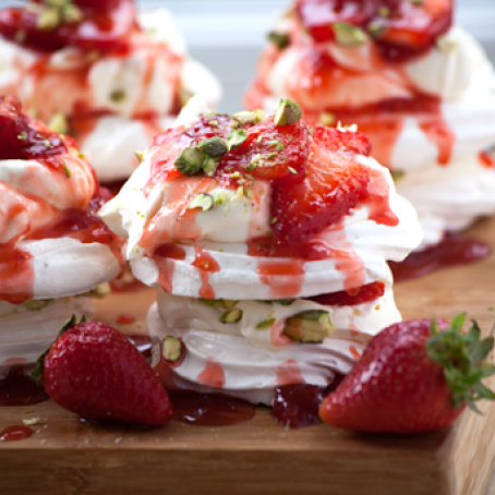 Strawberry Pistachio Mini Pavlovas