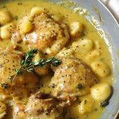 Rustic Chicken Thighs with All of the Garlic