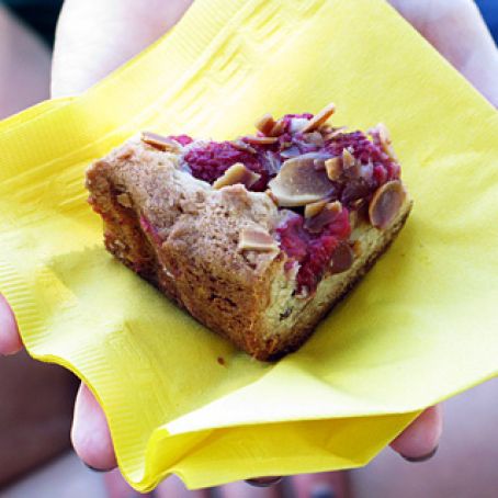Toasted Almond Raspberry Blondies