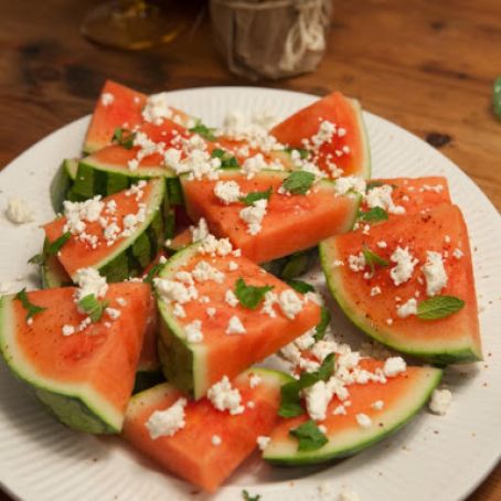 Watermelon with Feta, Mint and Chile