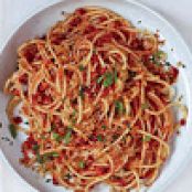 Spaghetti with Sun-Dried-Tomato-Almond Pesto